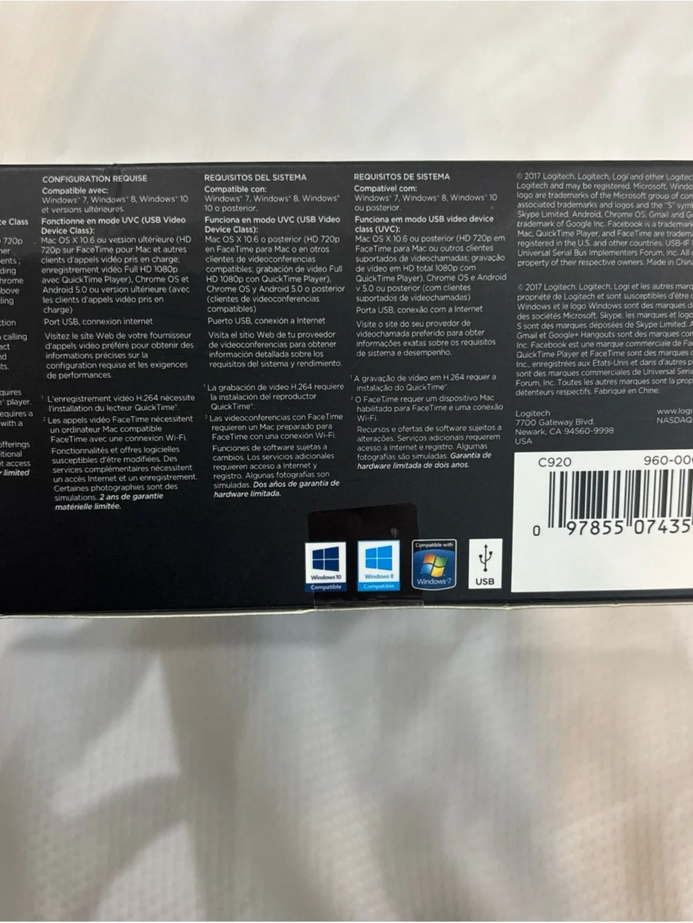 Logitech C920 (960-000764) HD Pro Webcam - Black New in Box